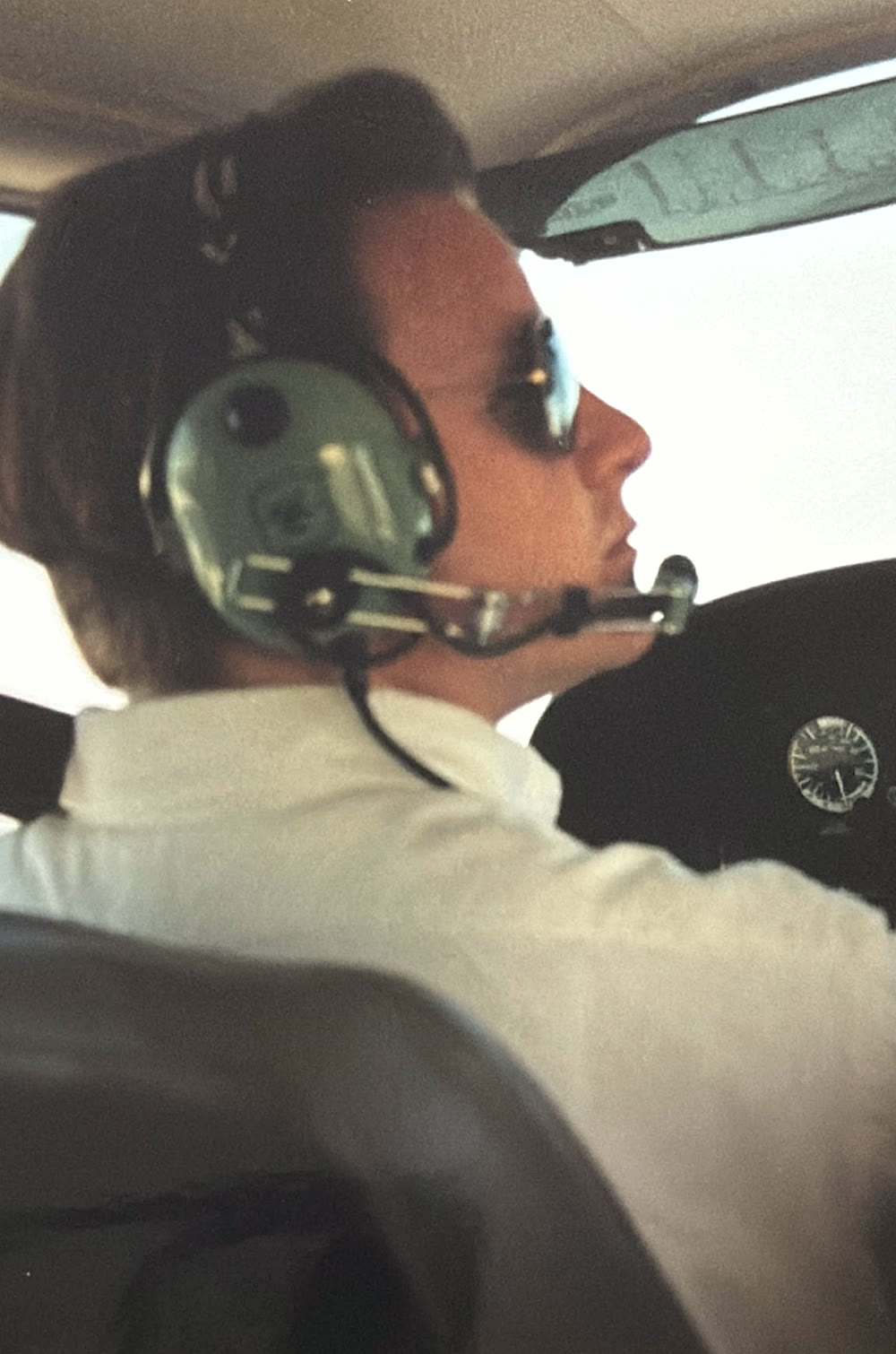 Iain Davie flying an aircraft