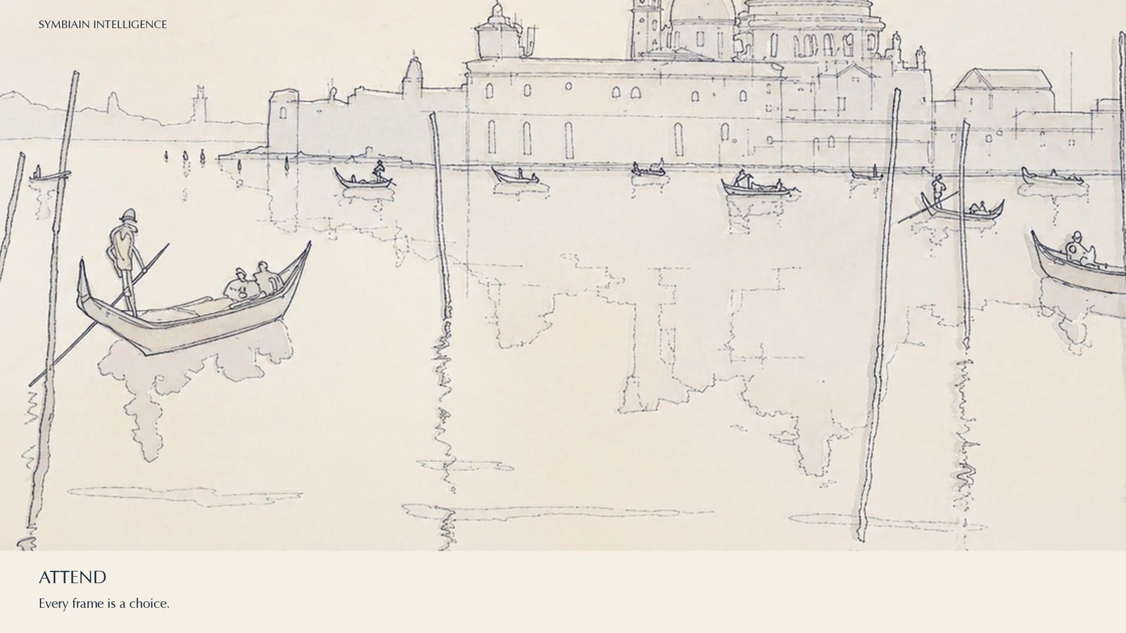 Venetian water and architecture interpreted through delicate linework from John Davie’s painting