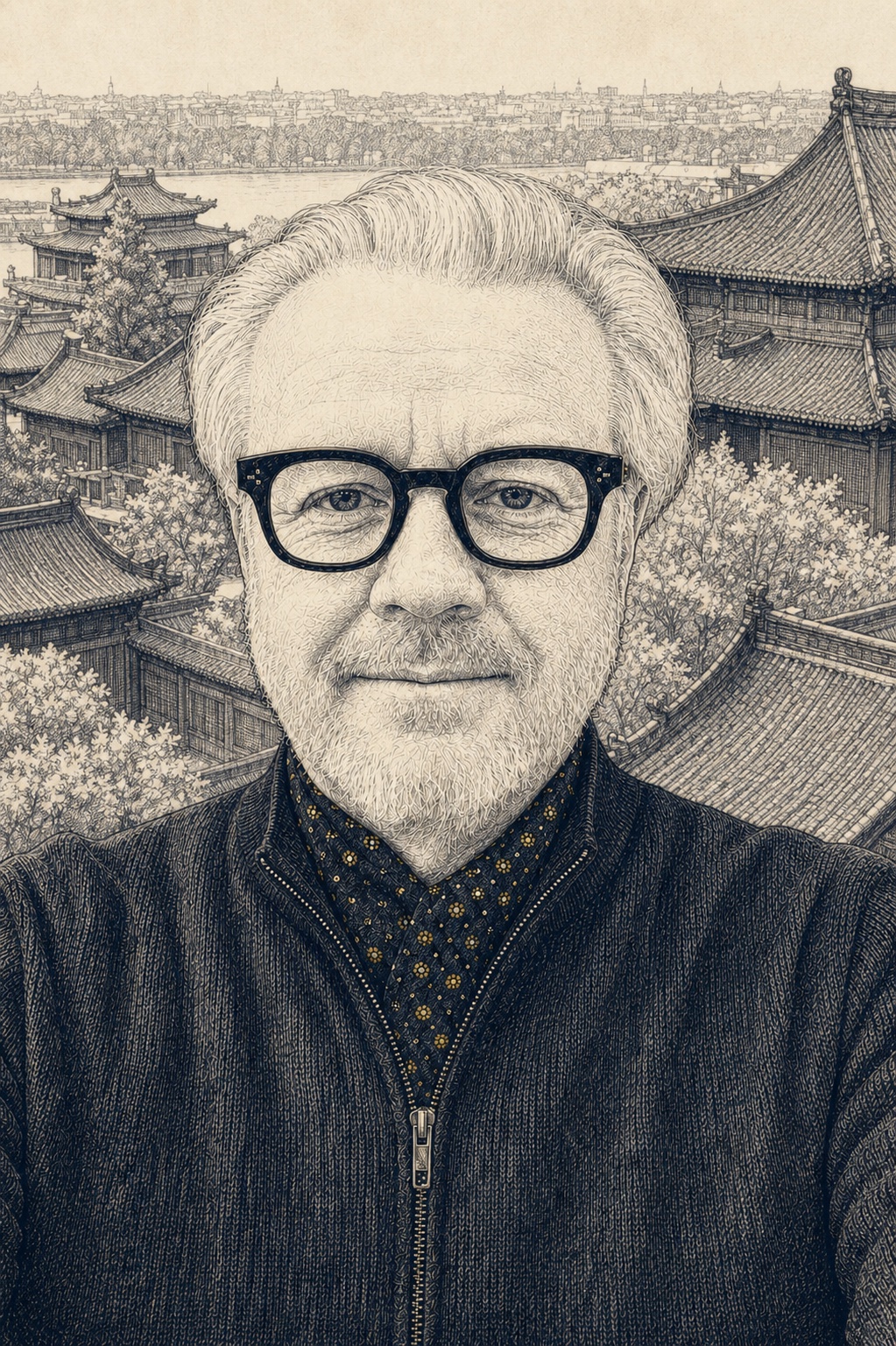 Architectural line portrait of Iain Davie