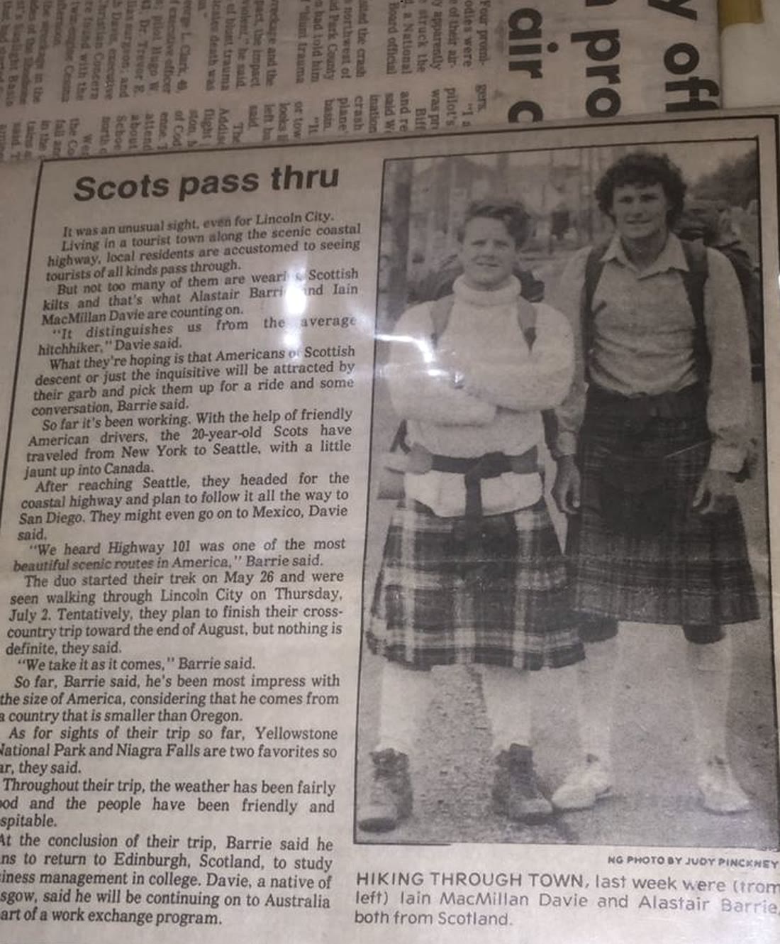 Scots pass through newspaper clipping