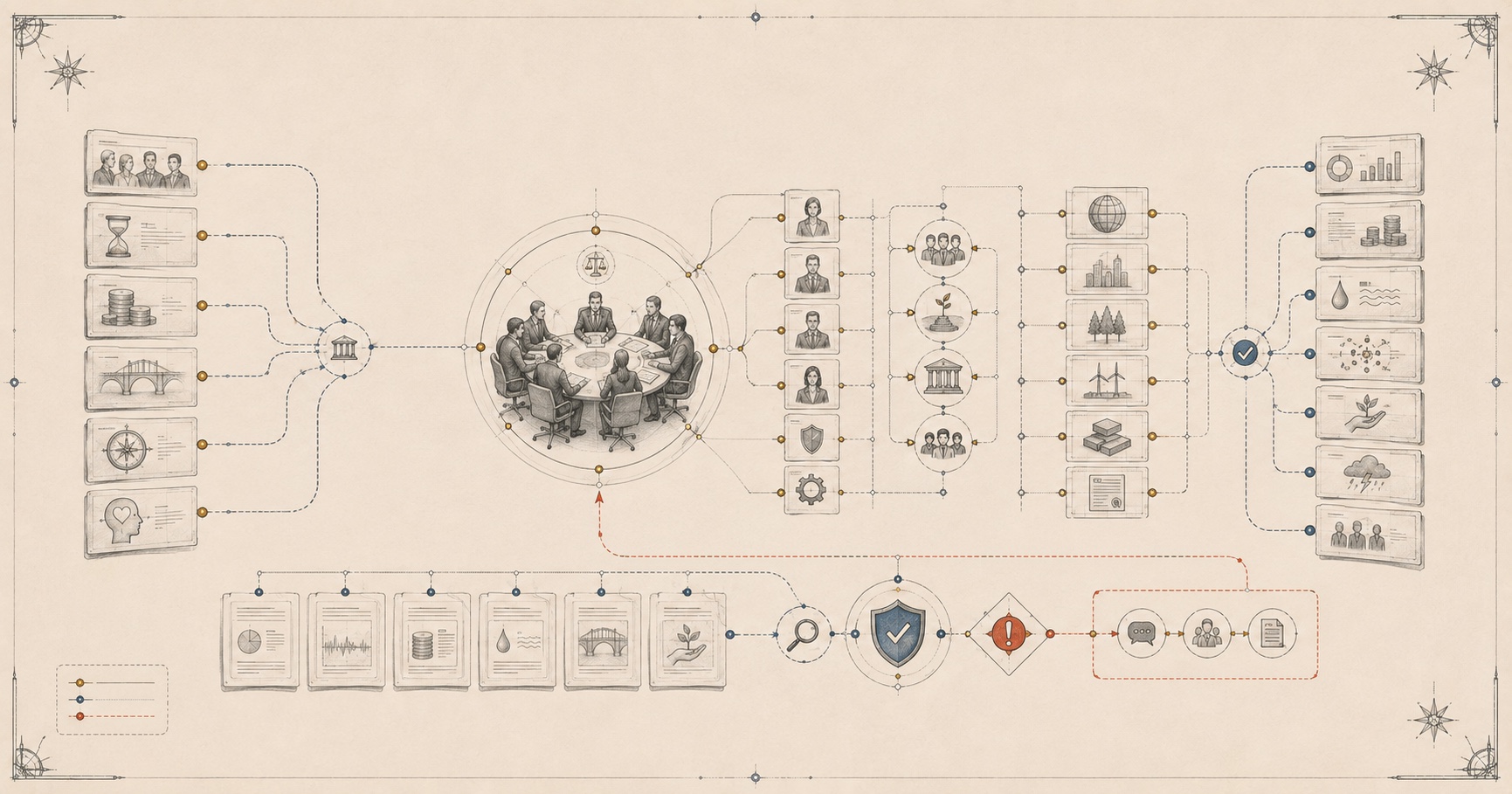 An original Symbiain Field Manual plate connecting beneficiaries and liabilities, covenant, trustee responsibility, delegated mandates, underlying assets and outcomes.